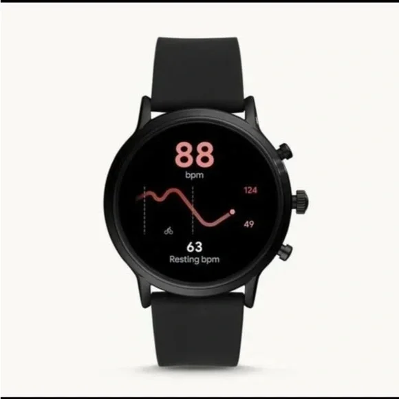 NIB Fossil Gen 5 4mm Black Silicone Black Smartwatch - FTW4025